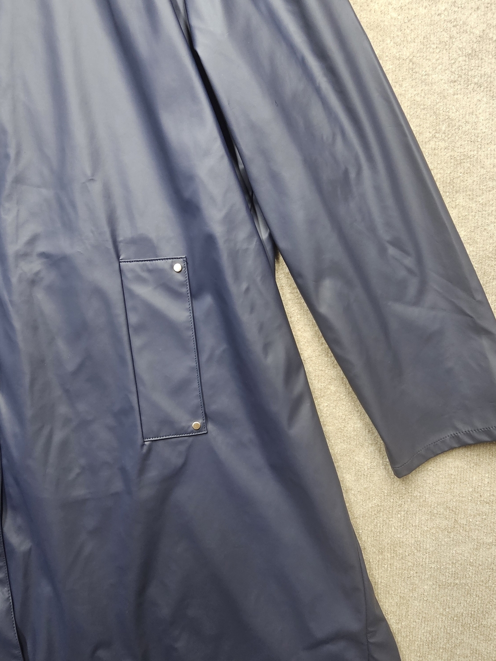Martha Stewart 2X Long Hooded Rain Jacket Blue Waterproof Button Coat - Picture 6 of 15
